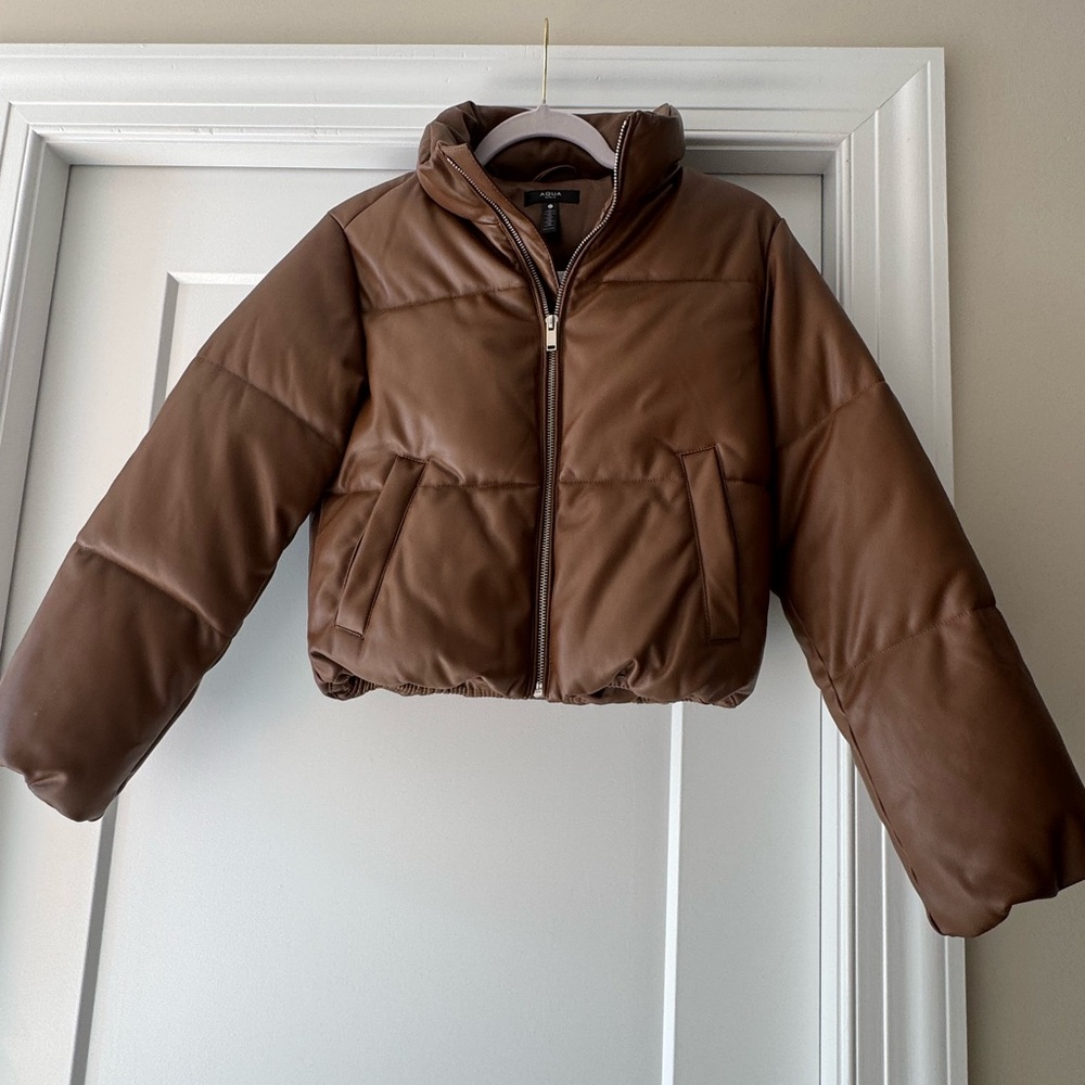 Aqua Kids Puffer Jacket in Rich Brown